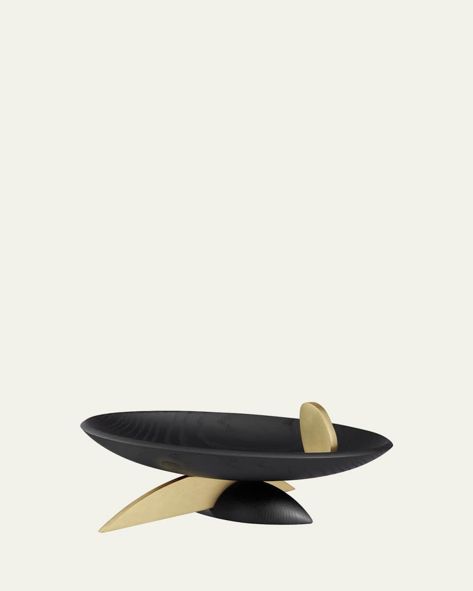 Kelly Behun Leaf Black Oak Bowl with Brass