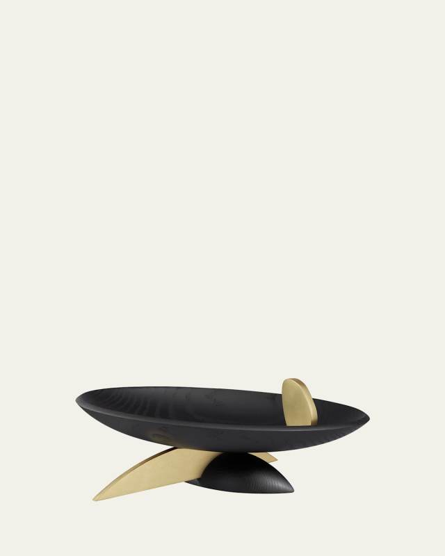 Kelly Behun Leaf Black Oak Bowl with Brass