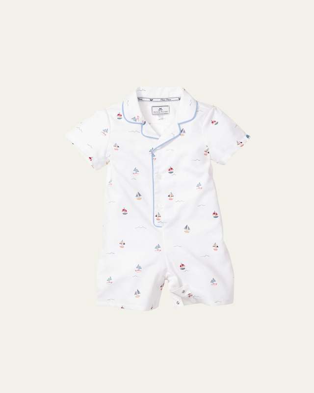 Kid's Sailboat-Print Summer Romper, Size 0-24 Months