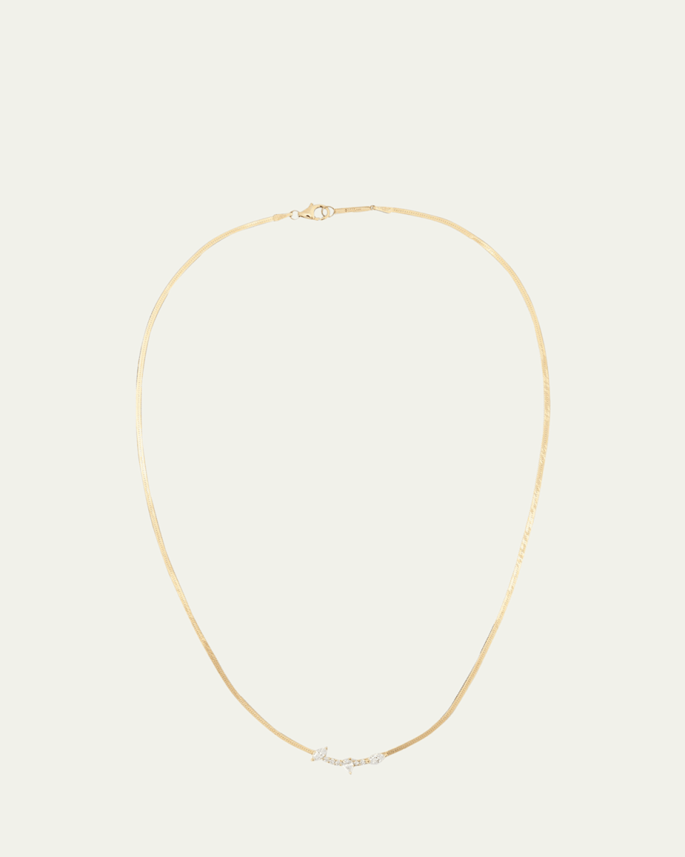 14k Mini Diamond Curved Necklace