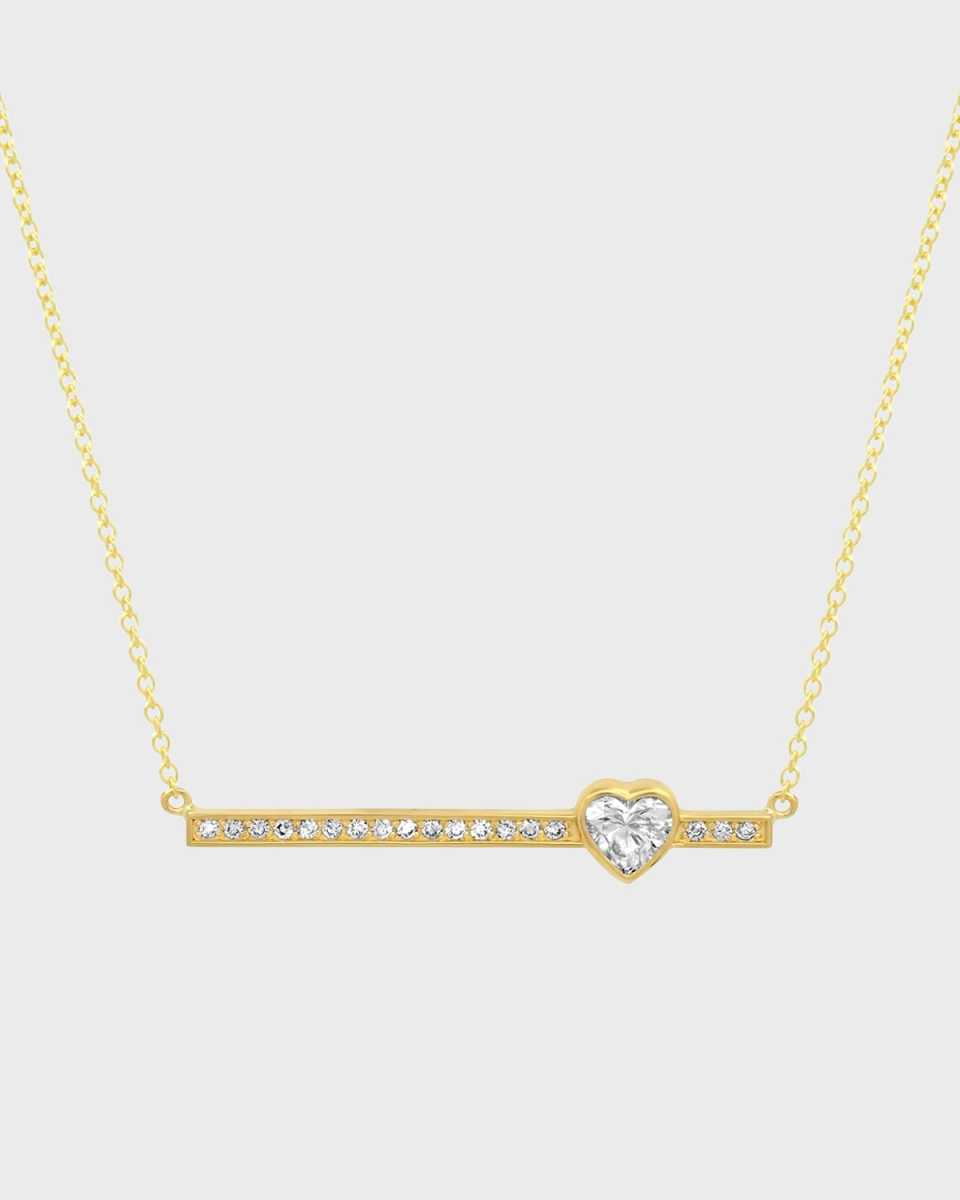 Diamond Stick Necklace with Heart-Cut Diamond Detail