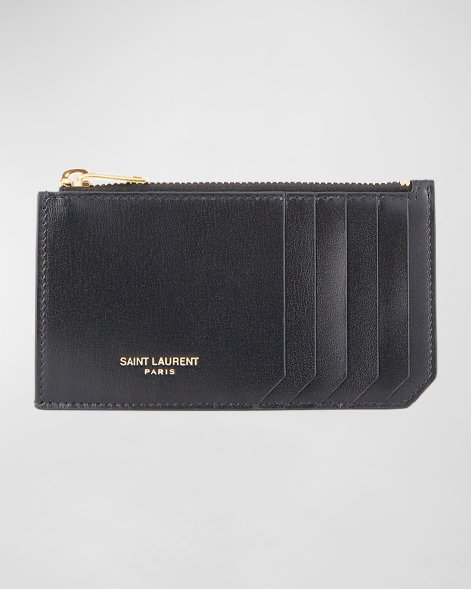 Zip Fragment Leather Card Case