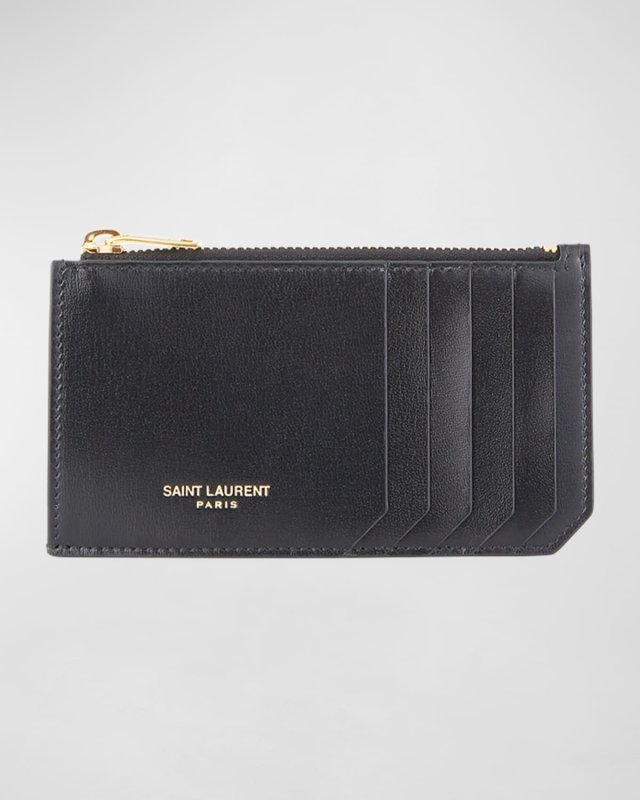 Zip Fragment Leather Card Case