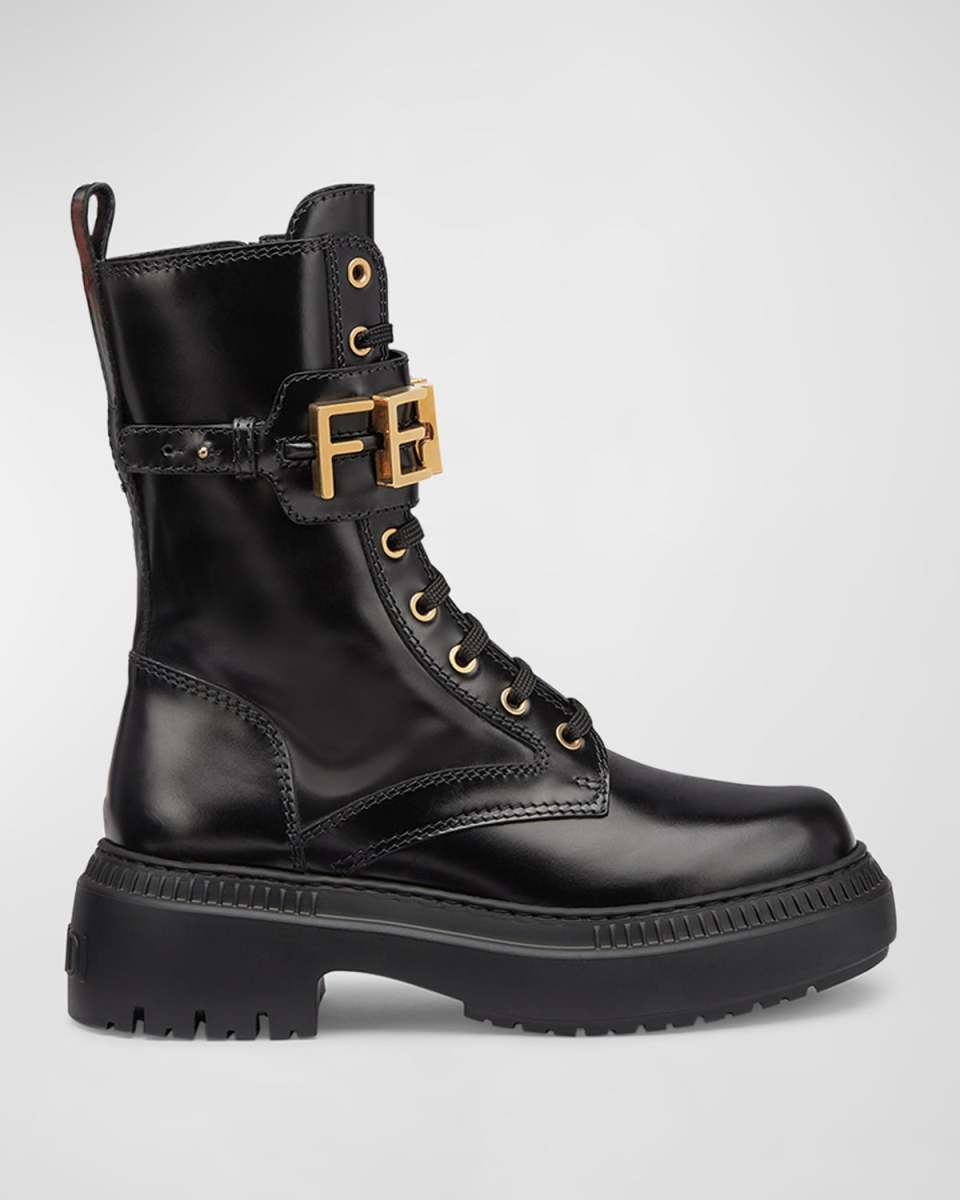 Fendigraphy Logo-Cuff Biker Booties