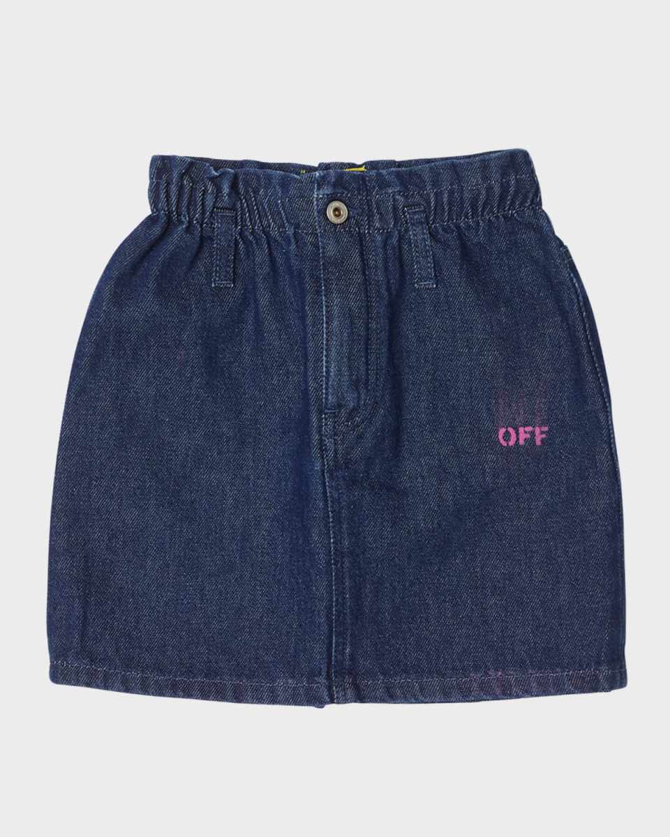 Girl's Off Stamp Mini Denim Skirt, Size 4-10