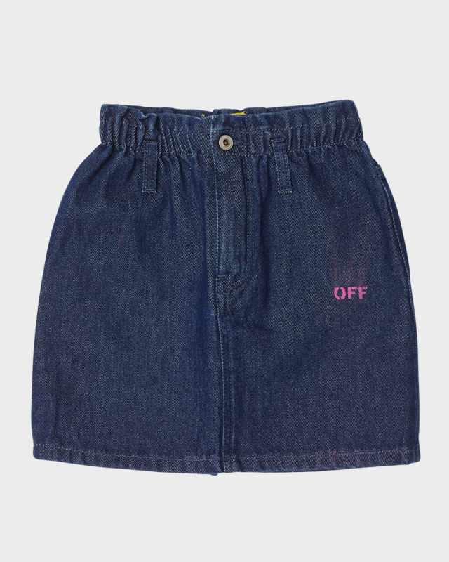 Girl's Off Stamp Mini Denim Skirt, Size 4-10