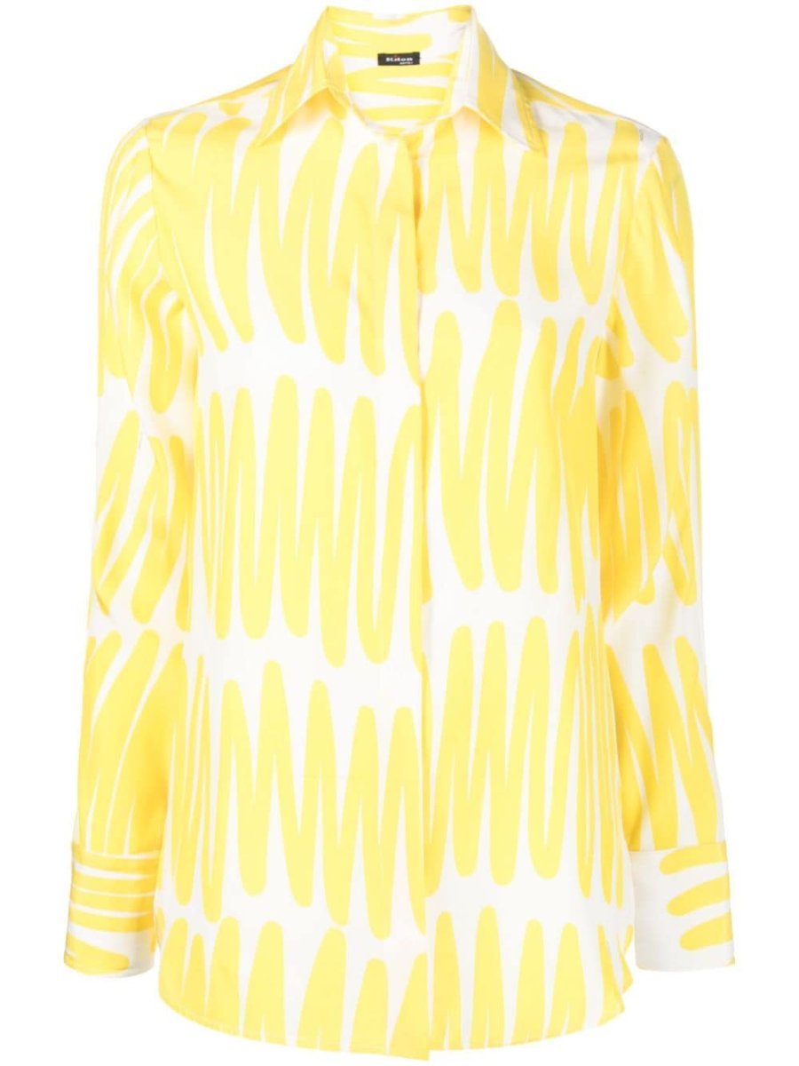 zigzag-print silk shirt