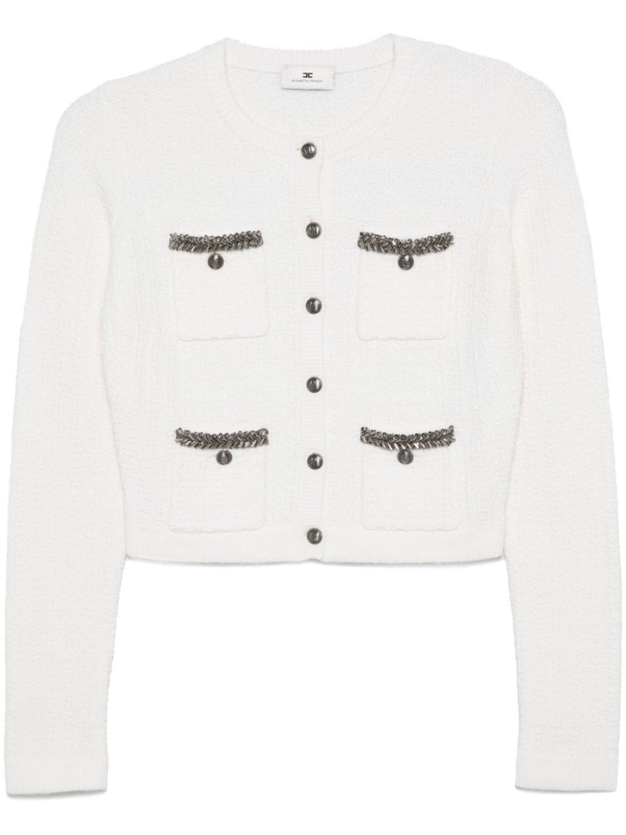 embroidered bouclé cardigan