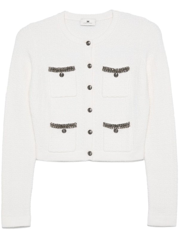 embroidered bouclé cardigan