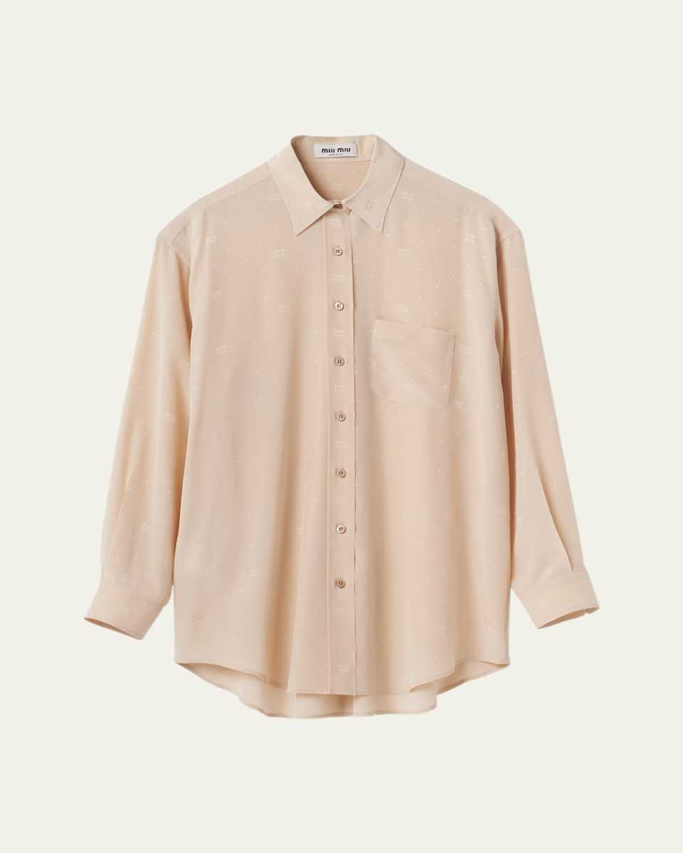 Monogram Print Button-Front Shirt