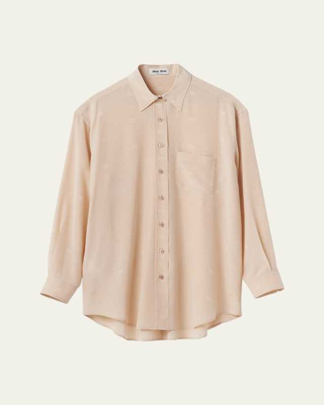 Monogram Print Button-Front Shirt