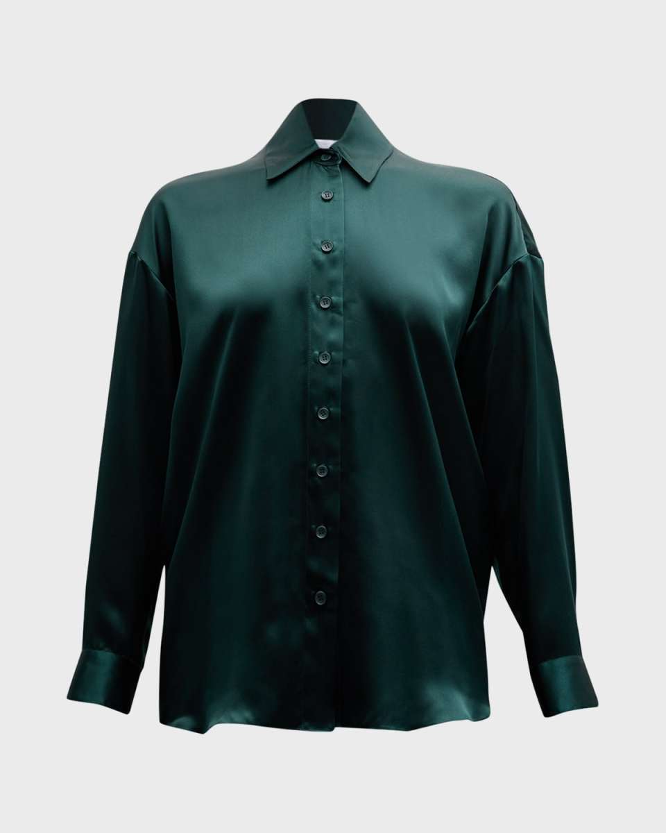 Indiana Silk Button-Front Blouse
