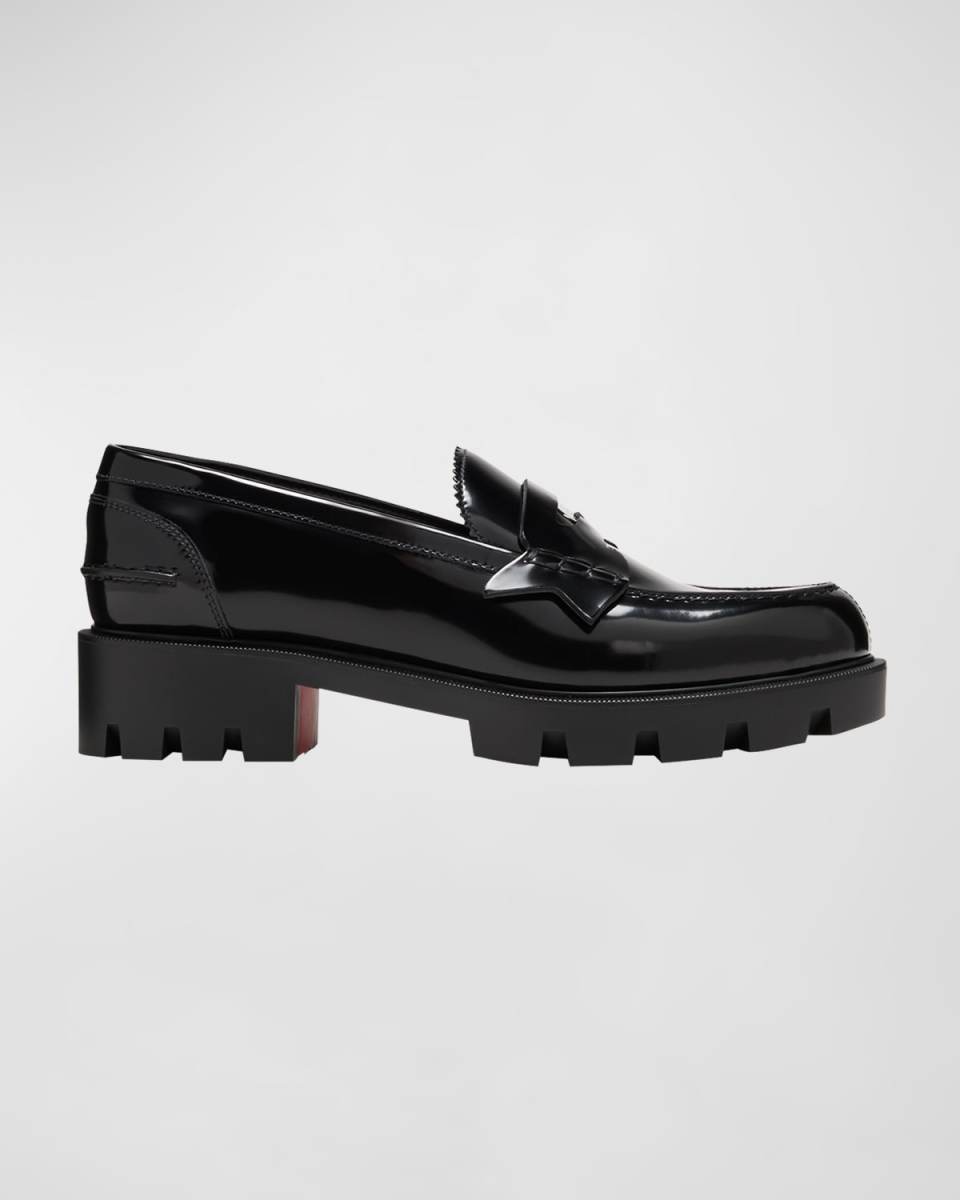 Donna Patent Red Sole Penny Loafers