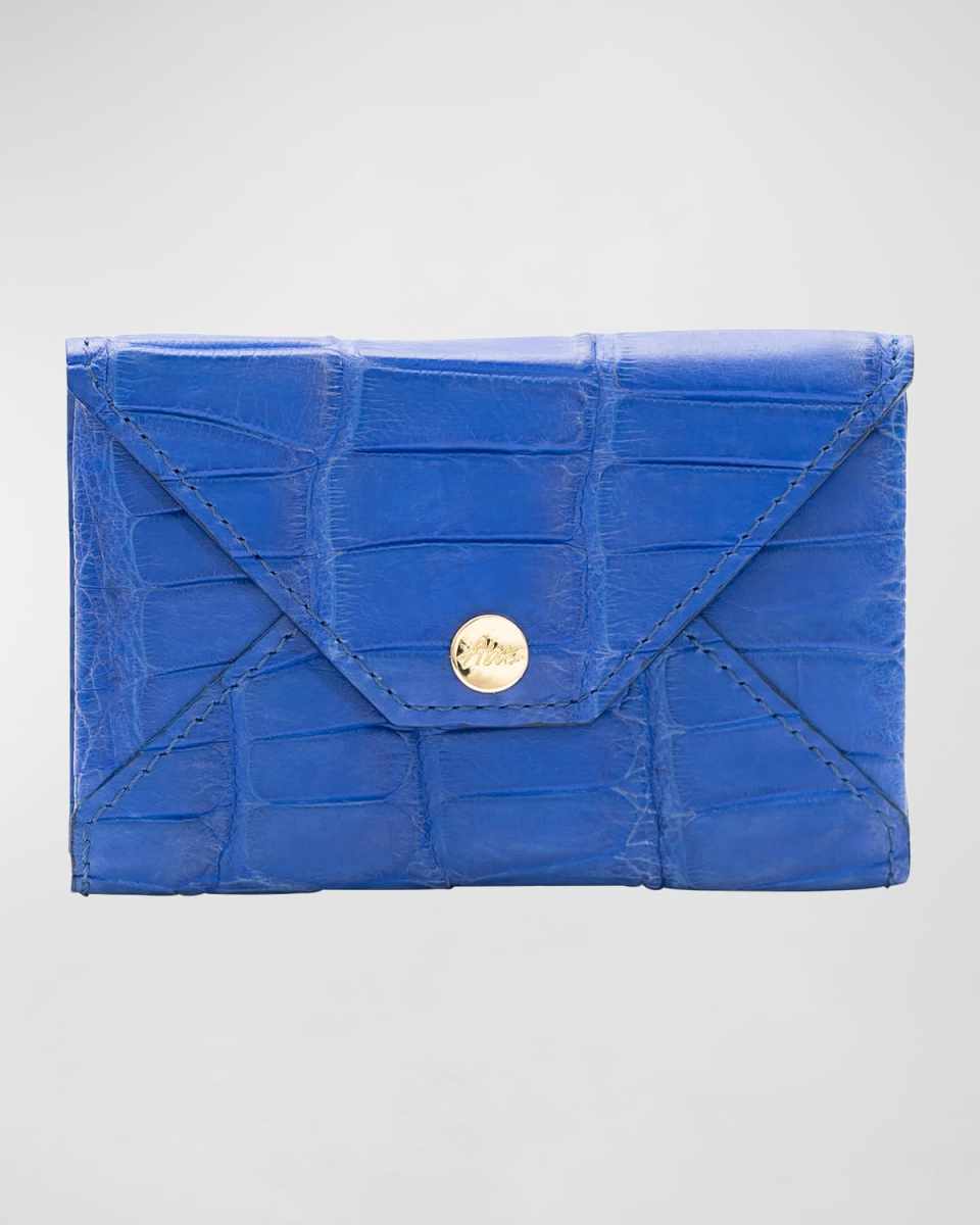Envelope Flap Polished Matte Alligator & Leather Card Case