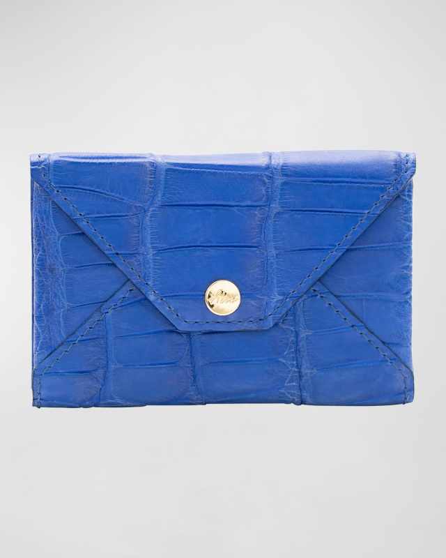 Envelope Flap Polished Matte Alligator & Leather Card Case