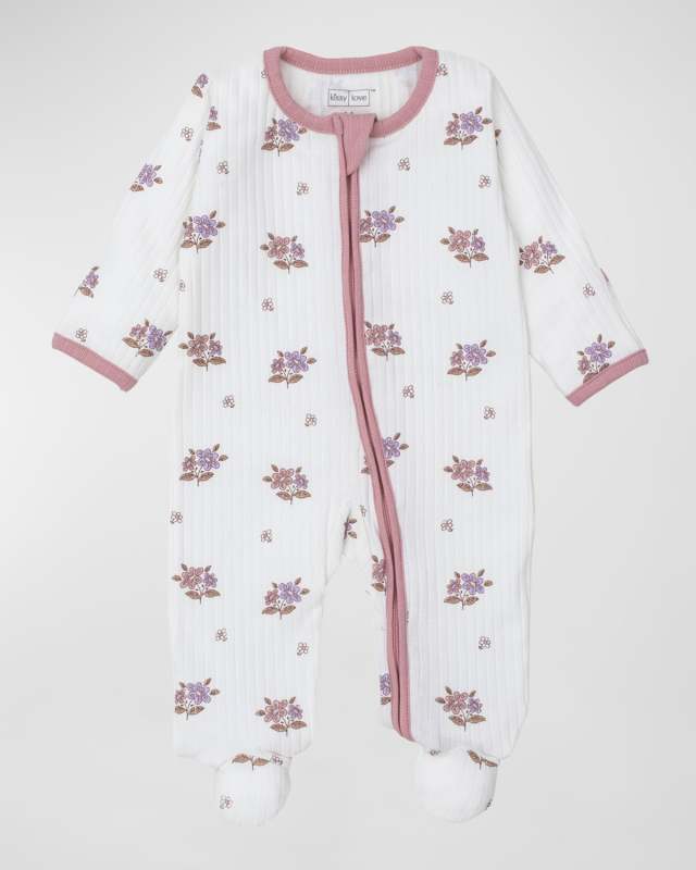 Girl's "Kissy Love by Kissy Kissy" Abloom Ribbed Footie, Size Newbor