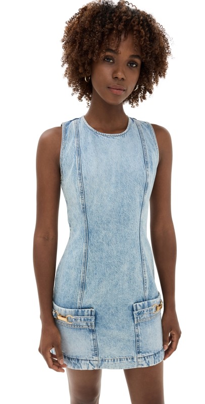 Stella McCartney Hardware Detailed Denim Dress Vintage Blue Denim