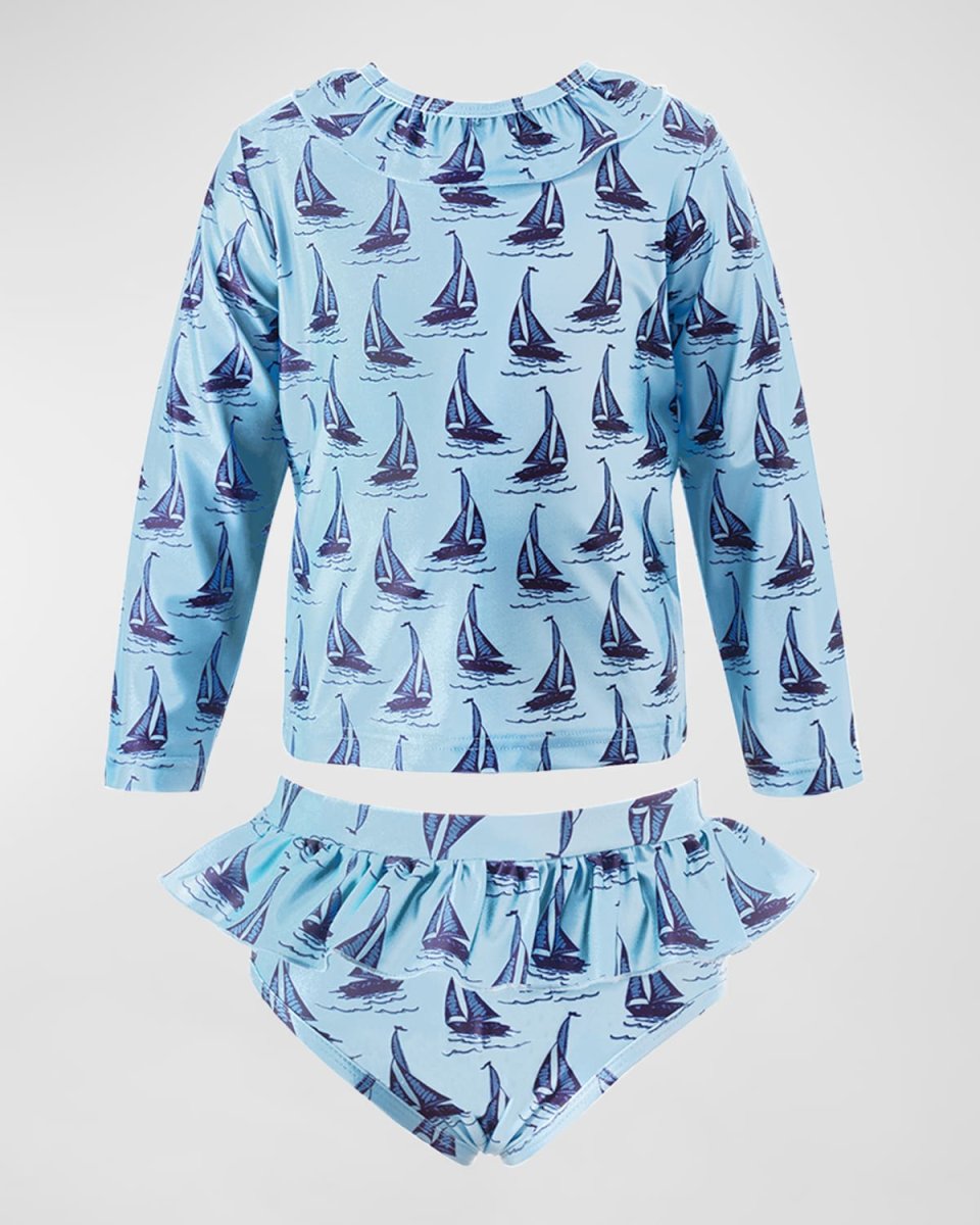 Girl's Sailboat Rash Guard Sets, Size 2-12