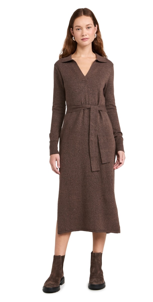 Faherty Jackson Sweater Dress Mocha Heather