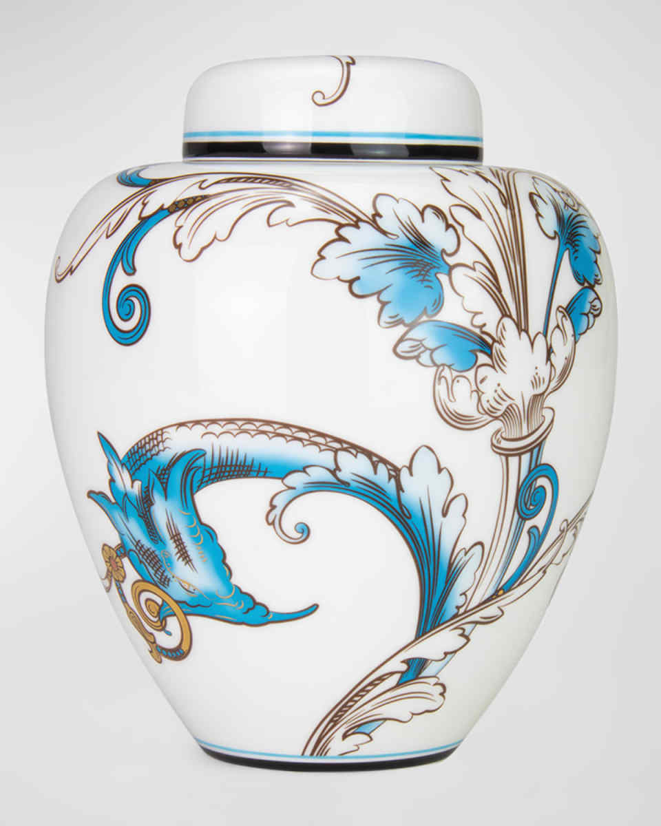 Florentine Turquoise Lidded Vase, 6"