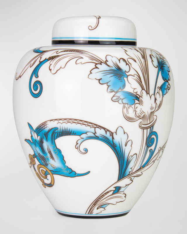 Florentine Turquoise Lidded Vase, 6"