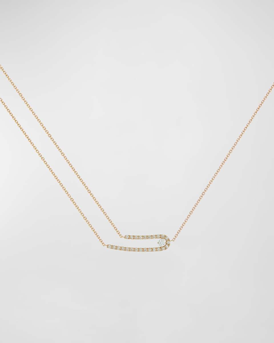 18K Rose Gold Multi Chain Necklace with Diamonds