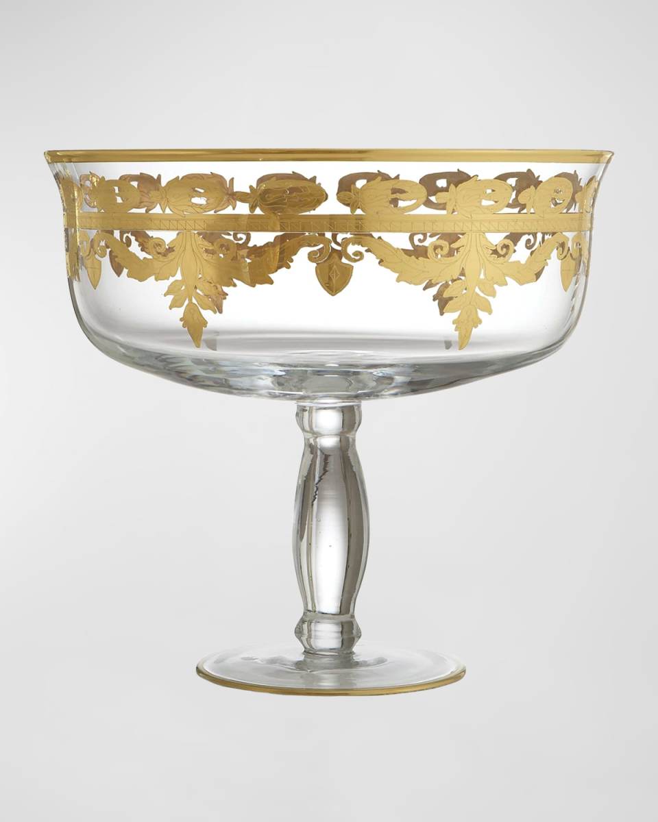 Vetro Gold Tall Footed Compote