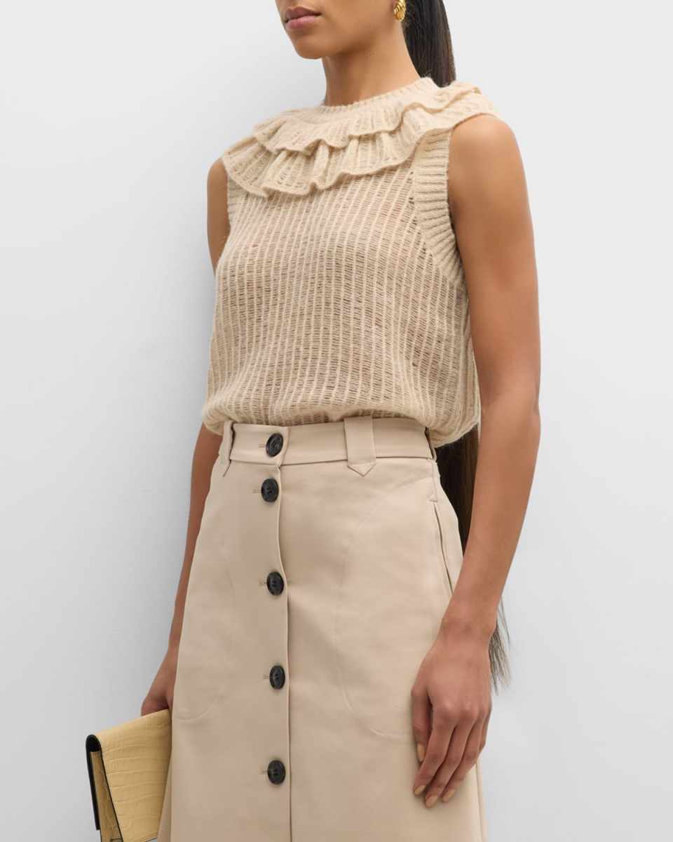 Tyllin Open-Stitch Ruffle Vest