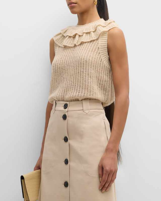 Tyllin Open-Stitch Ruffle Vest