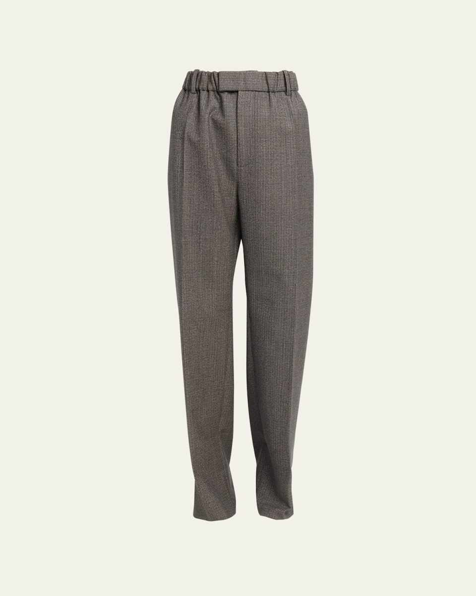 Classic Wool Houndstooth Tapered Trousers