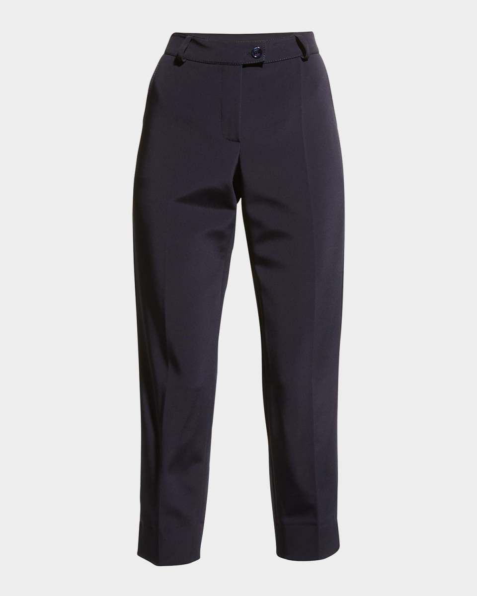 Techno Crepe Straight-Leg Ankle Pants