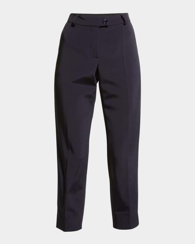Techno Crepe Straight-Leg Ankle Pants
