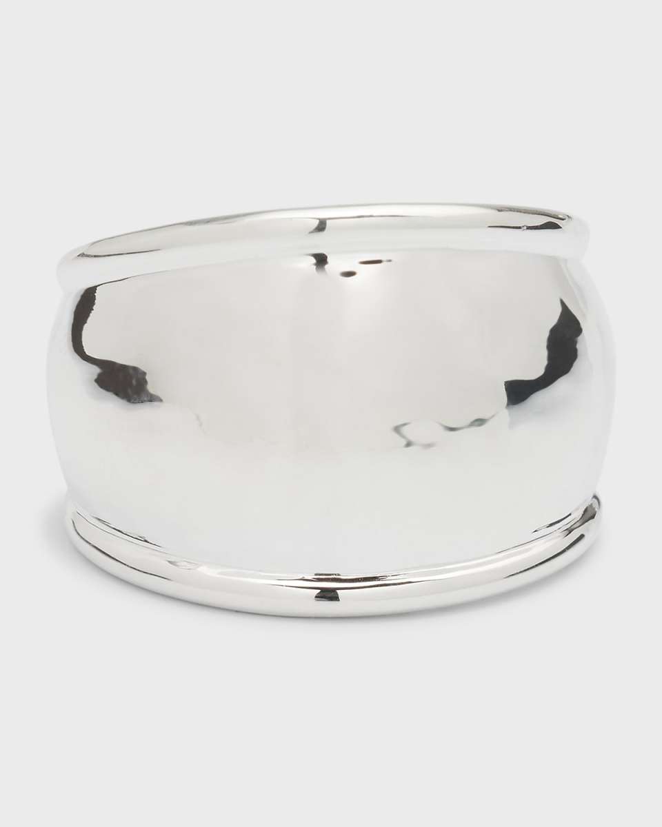 Crinkle Hammered Dome Ring in Sterling Silver
