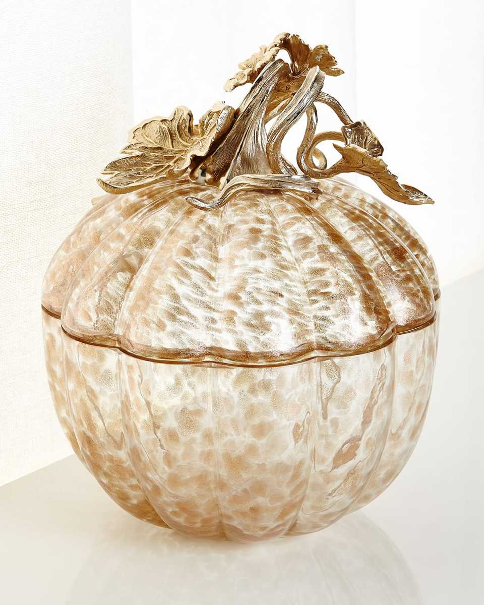 Large Leaf and Vine Gilded Glass Jar