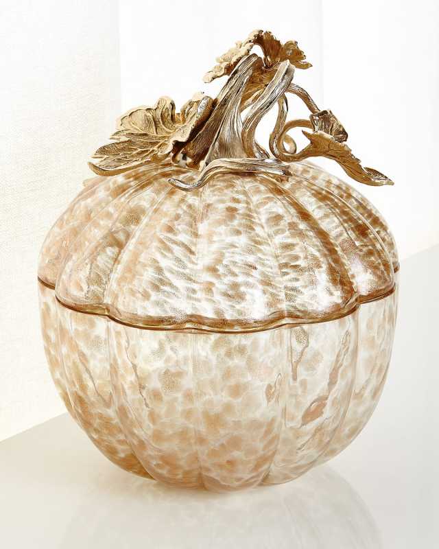 Large Leaf and Vine Gilded Glass Jar