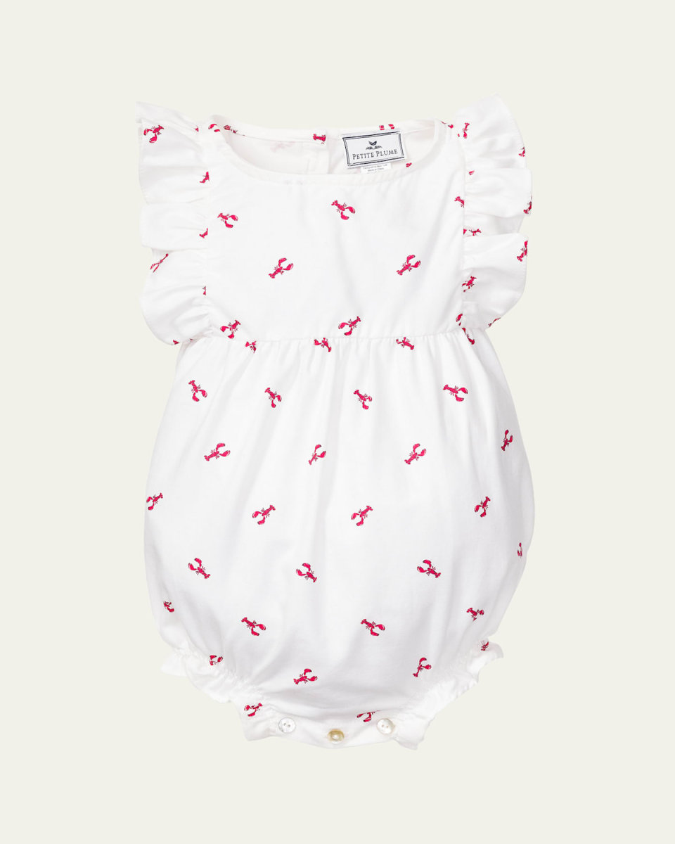 Girl's Brixham Lobsters Bubble Romper, Size Newborn-24M