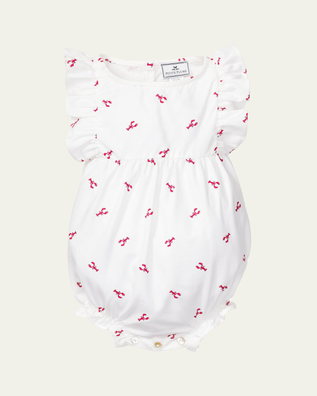 Girl's Brixham Lobsters Bubble Romper, Size Newborn-24M