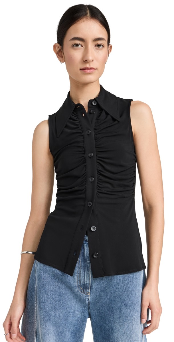 Proenza Schouler White Label Florence Top In Matte Crepe Jersey Black