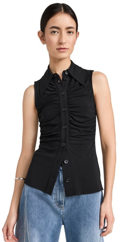 Proenza Schouler White Label Florence Top In Matte Crepe Jersey Black