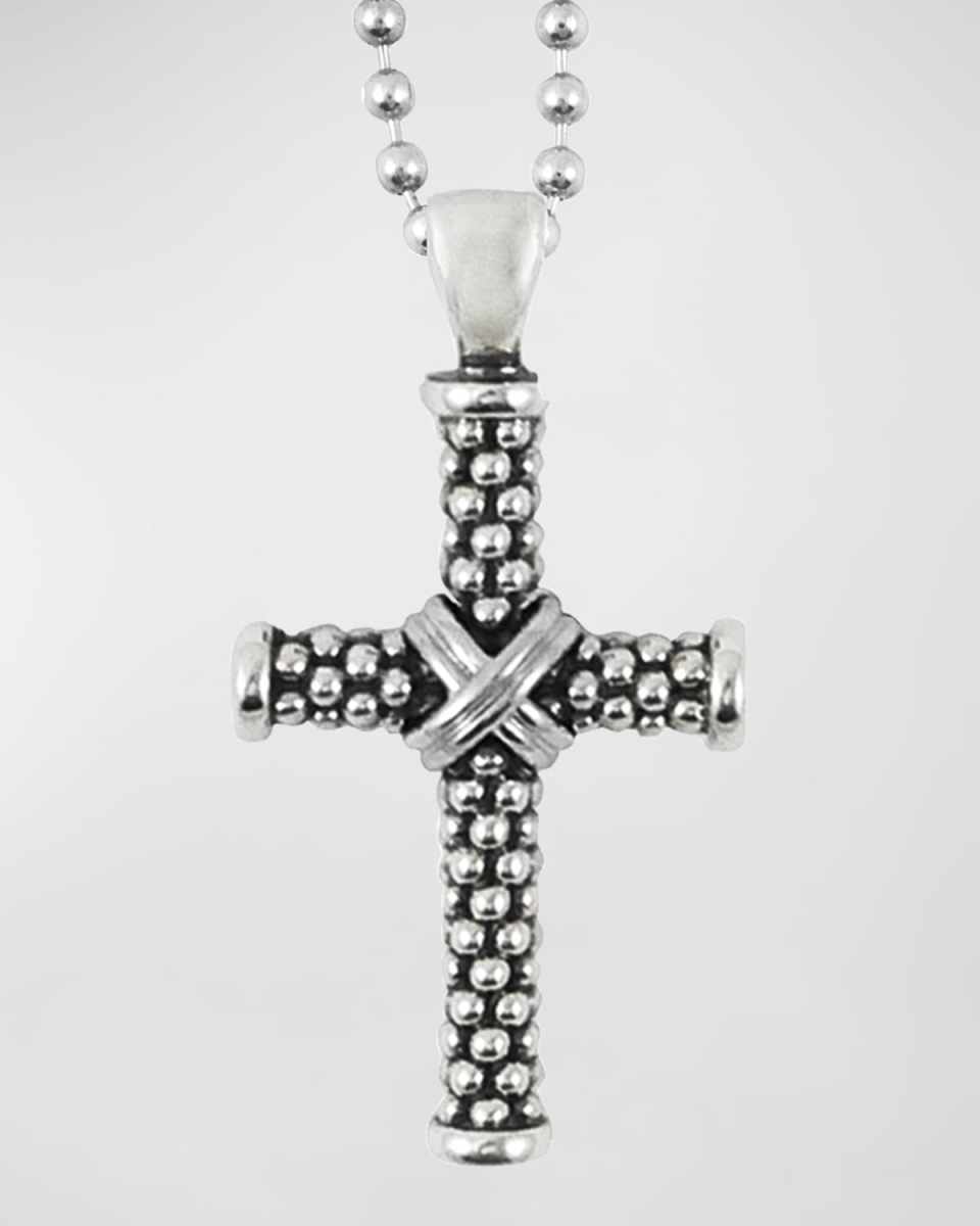 Signature Caviar Beaded Cross Pendant Necklace