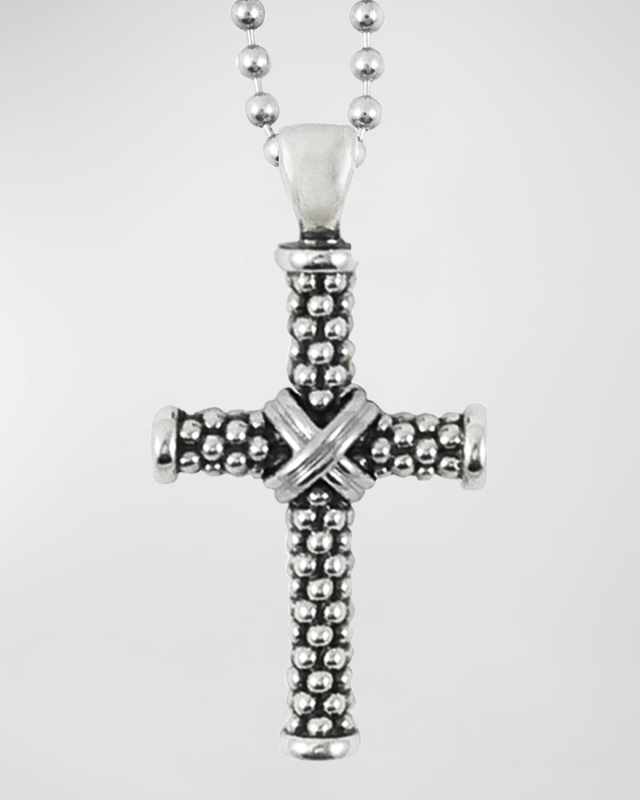Signature Caviar Beaded Cross Pendant Necklace