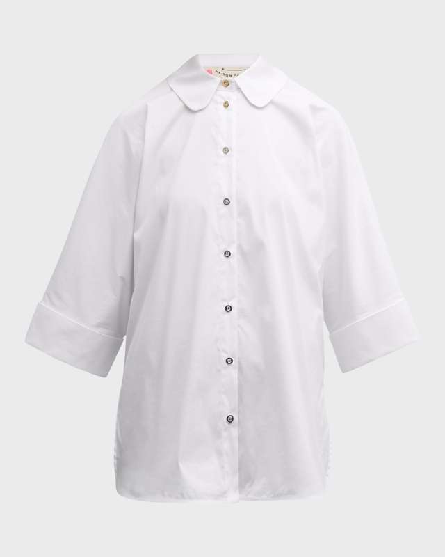 Easy Button-Front Shirt with Gold Buttons