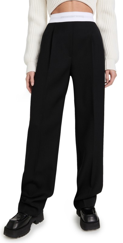 Alexander Wang High Waisted Pleated Trousers Black