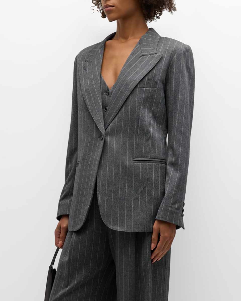 '90s Pinstriped Wool Blazer