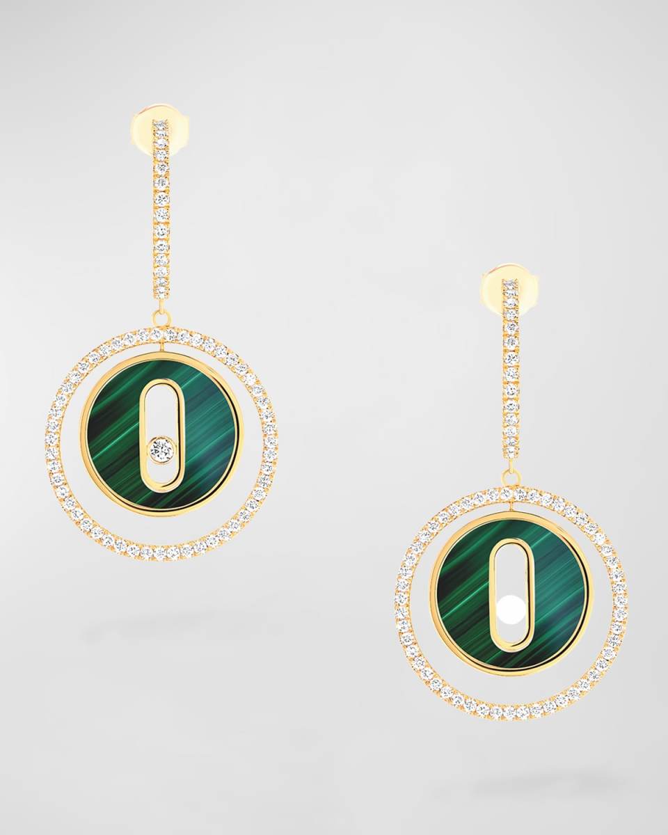 LUCKY MOVE 18K ROSE GOLD MALACHITE & DIAMOND EARRINGS