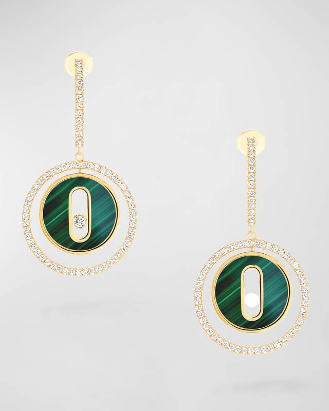 LUCKY MOVE 18K ROSE GOLD MALACHITE & DIAMOND EARRINGS