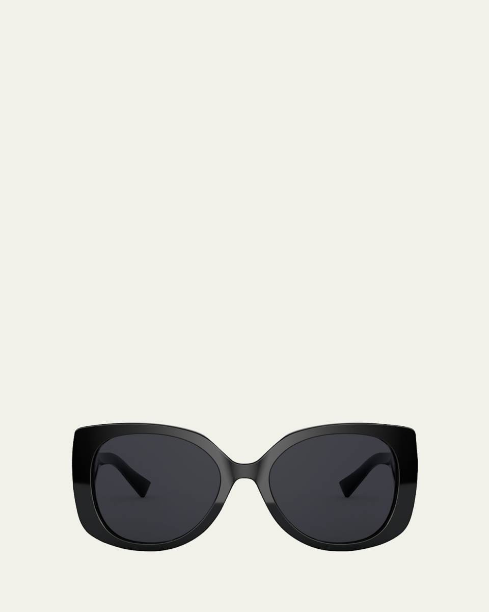 Rectangle Acetate Sunglasses w/ Medusa Temples