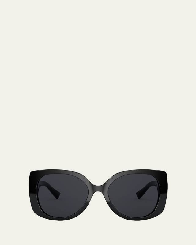 Rectangle Acetate Sunglasses w/ Medusa Temples