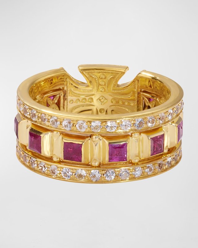 Ruby and White Sapphire Ring, Size