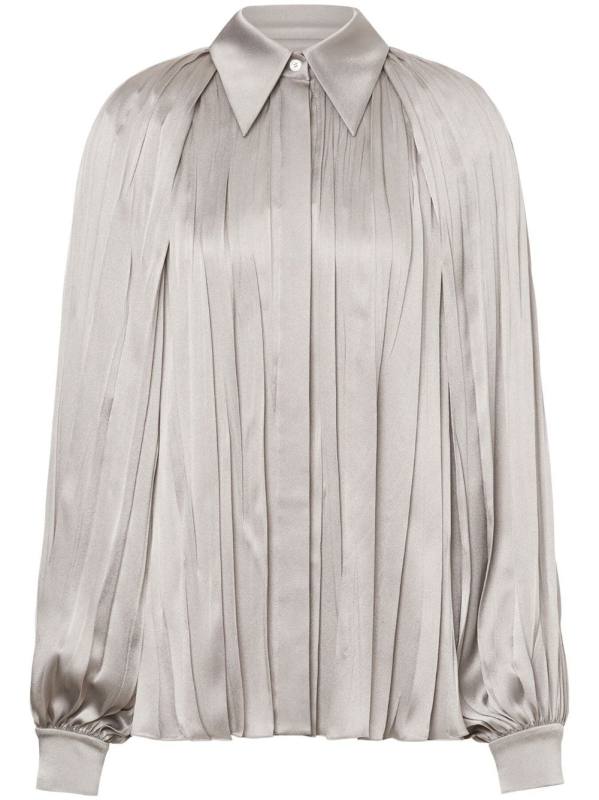 pleated satin shirt